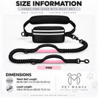 PETMANYA Reflective Hands-Free Running Single Leash in Pink - product photo