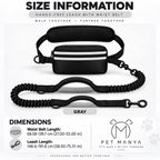 PETMANYA Reflective Hands-Free Running Single Leash in Gray - product photo