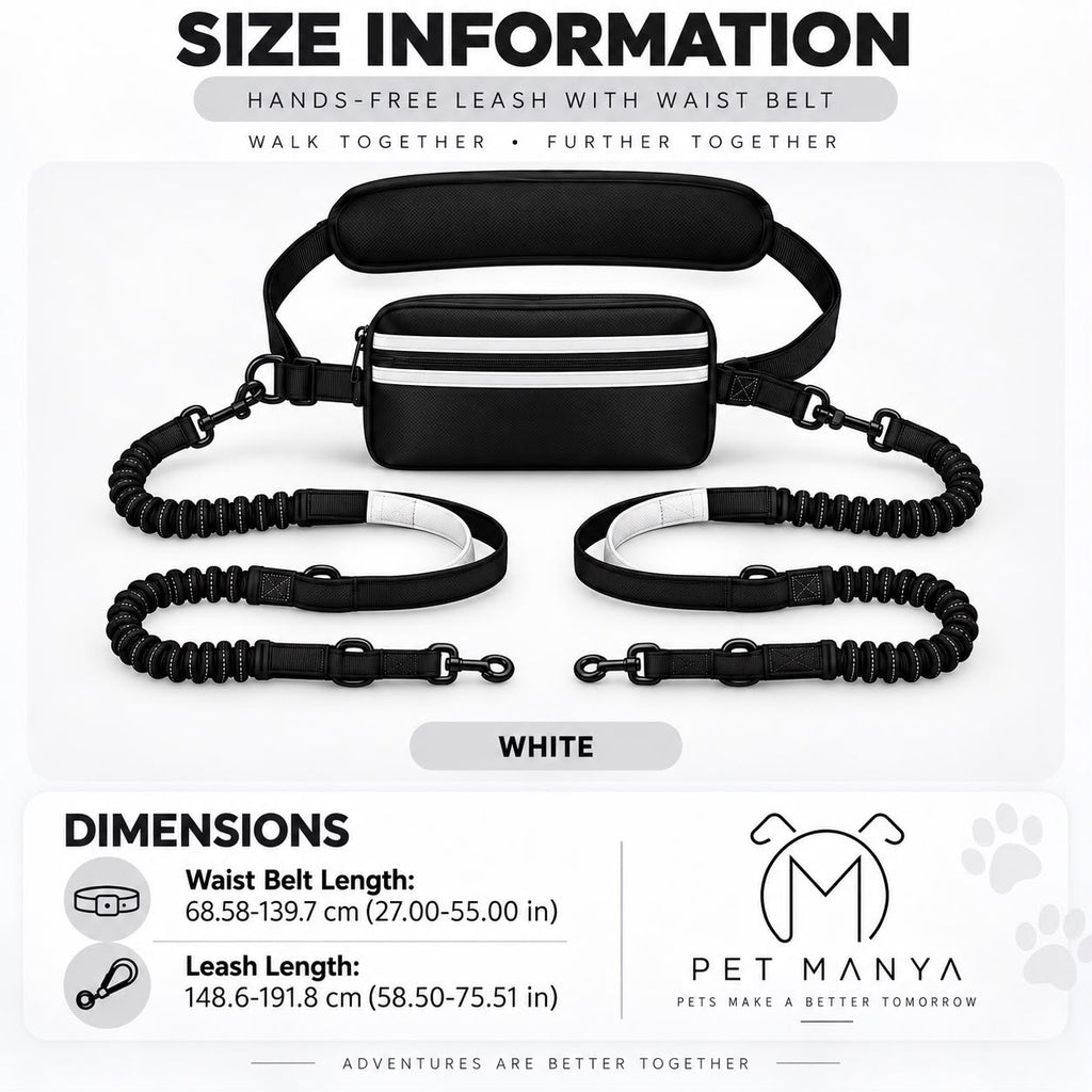 PETMANYA Reflective Hands-Free Running Double Leash in Gray - product photo