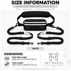 PETMANYA Reflective Hands-Free Running Double Leash in Gray - product photo