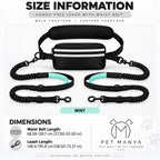 PETMANYA Reflective Hands-Free Running Double Leash in Mint - product photo