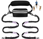 PETMANYA Reflective Hands-Free Running Double Leash in Purple - reflective waist leash for two dogs