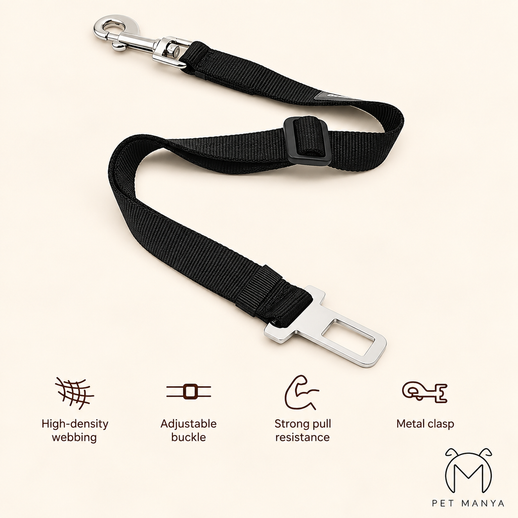 PETMANYA Adjustable Pet Car Safety Tether - adjustable length for car travel