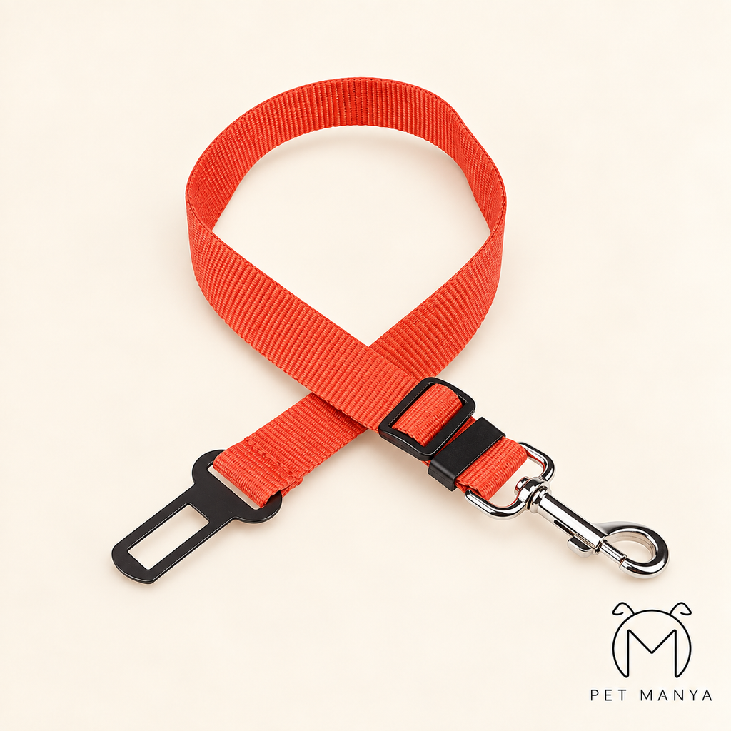 PETMANYA Adjustable Pet Car Safety Tether - compact pet seat-belt design