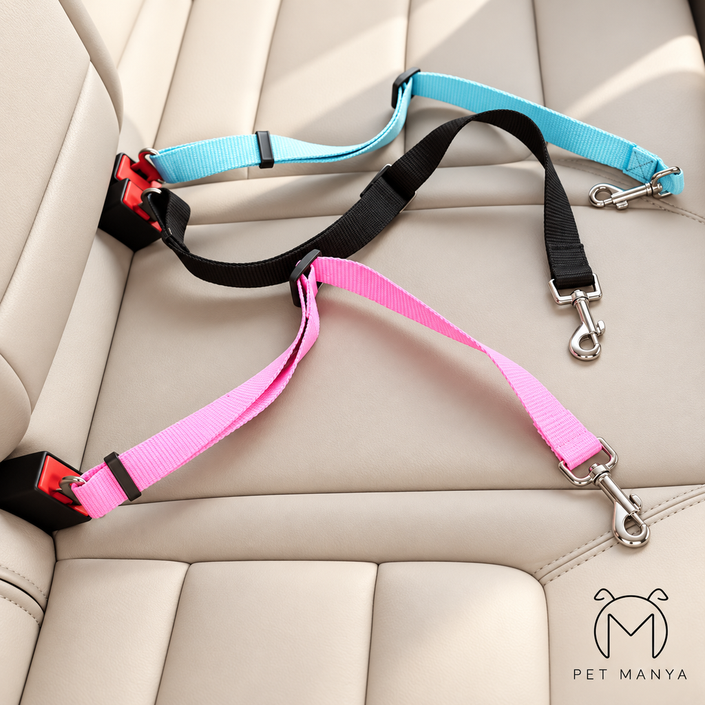 PETMANYA Adjustable Pet Car Safety Tether - adjustable seat-belt attachment