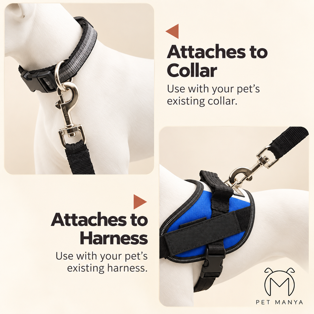 PETMANYA Adjustable Pet Car Safety Tether - secure connection point during travel