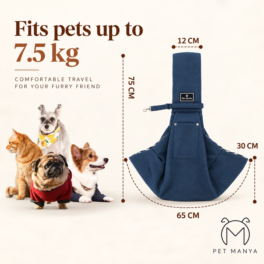 PETMANYA Crossbody Pet Sling Carrier - carry a small dog or cat close during walks