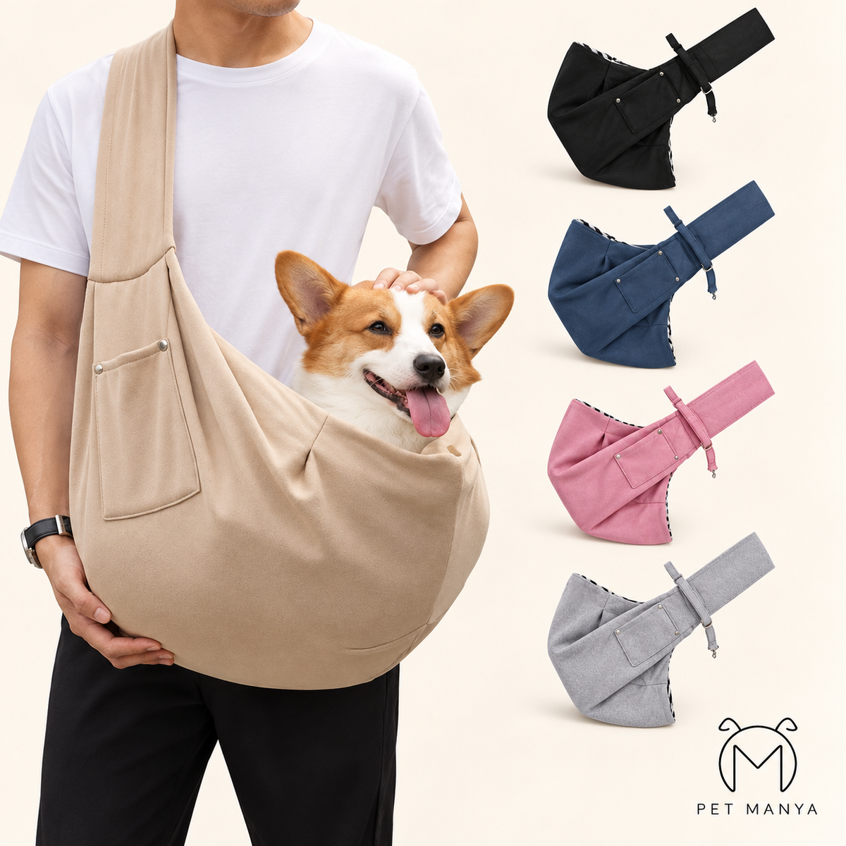 PETMANYA Crossbody Pet Sling Carrier - comfortable crossbody design