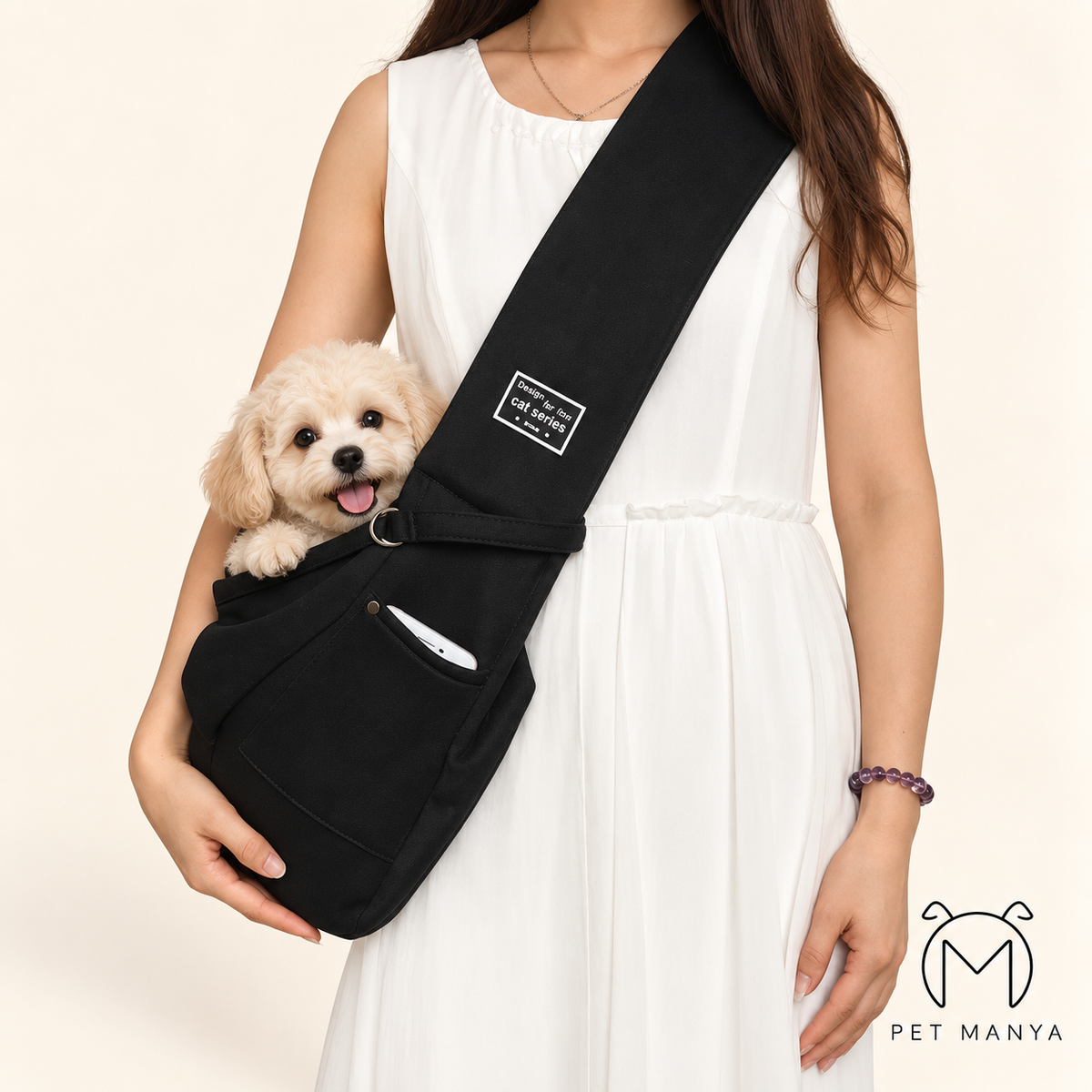 PETMANYA Crossbody Pet Sling Carrier - hands-free pet carrying bag