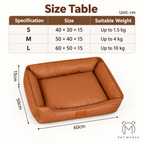 PETMANYA Easy-Clean Waterproof Pet Bed - bed size and fit reference