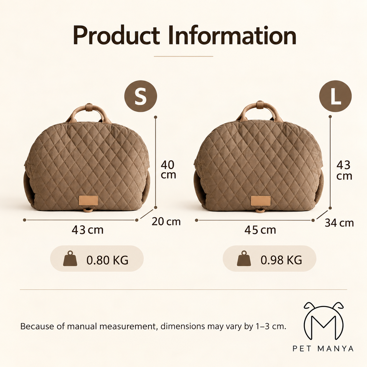 PETMANYA Luxury Pet Tote & Car Booster - stylish pet travel bag