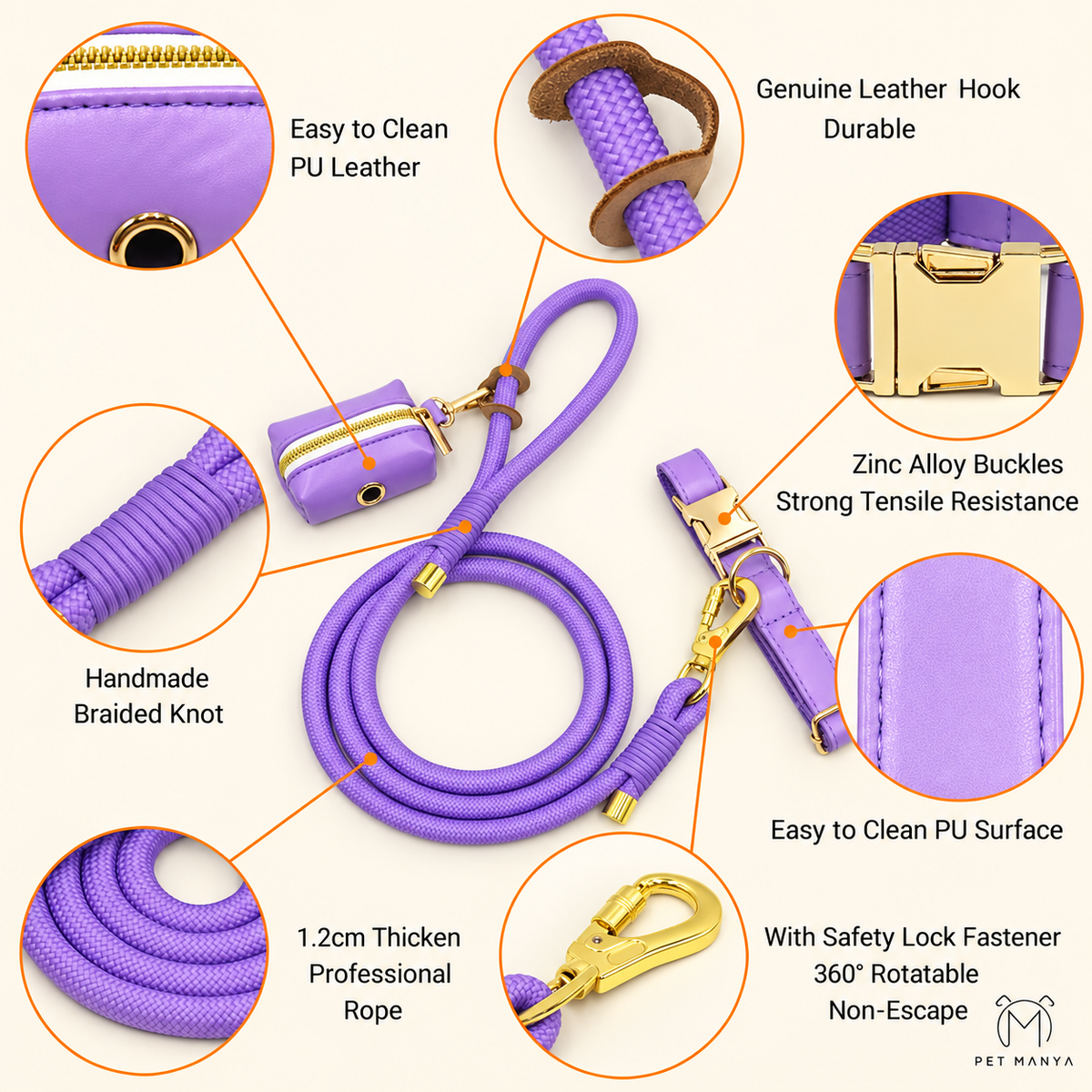 PETMANYA Personalized Collar & Leash Set - complete walking set for dogs