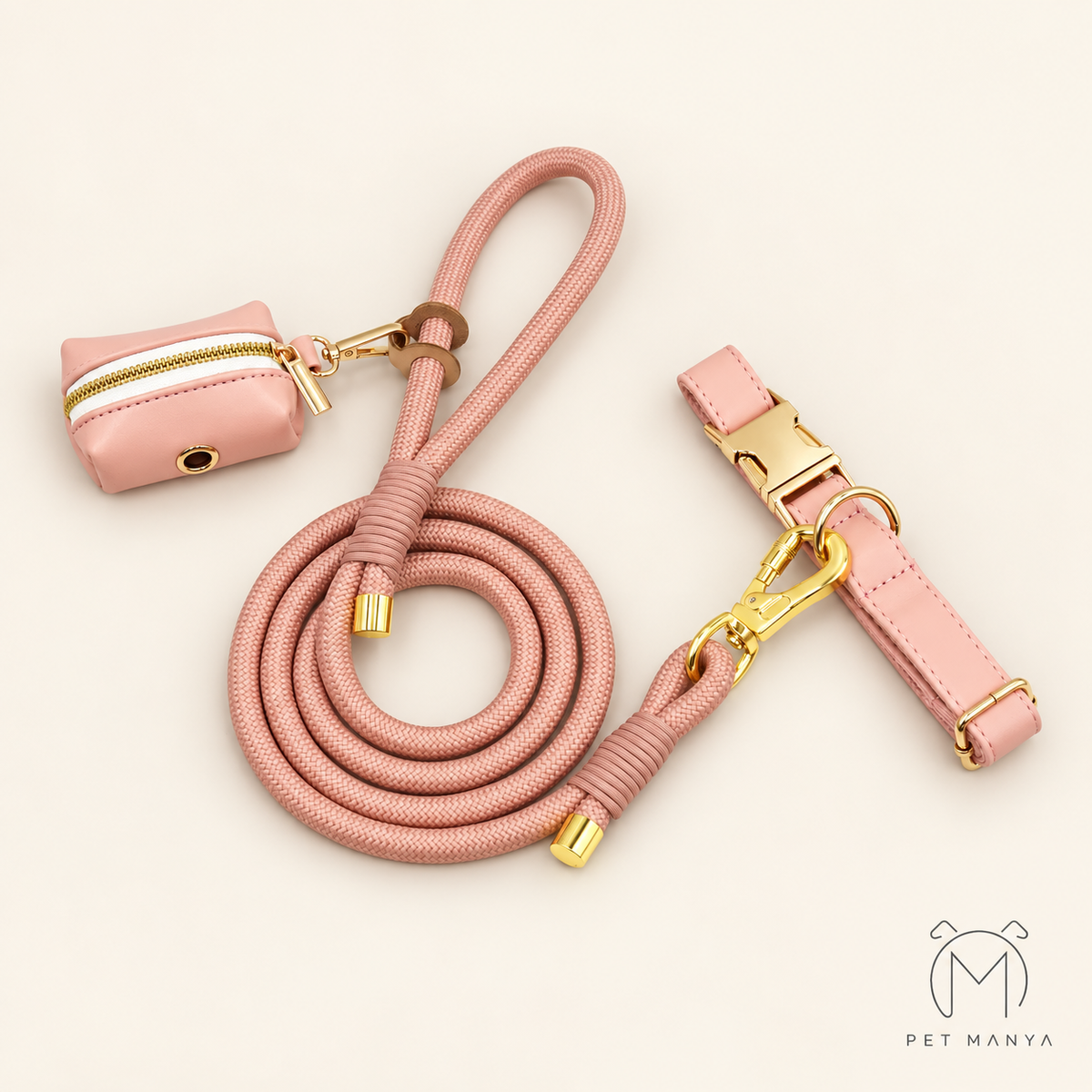 PETMANYA Personalized Collar & Leash Set - custom engraved dog collar with matching leash