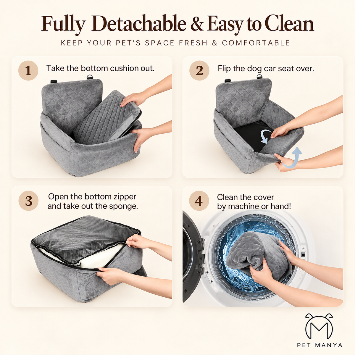 PETMANYA Portable Dog Car Seat - portable design for everyday car trips