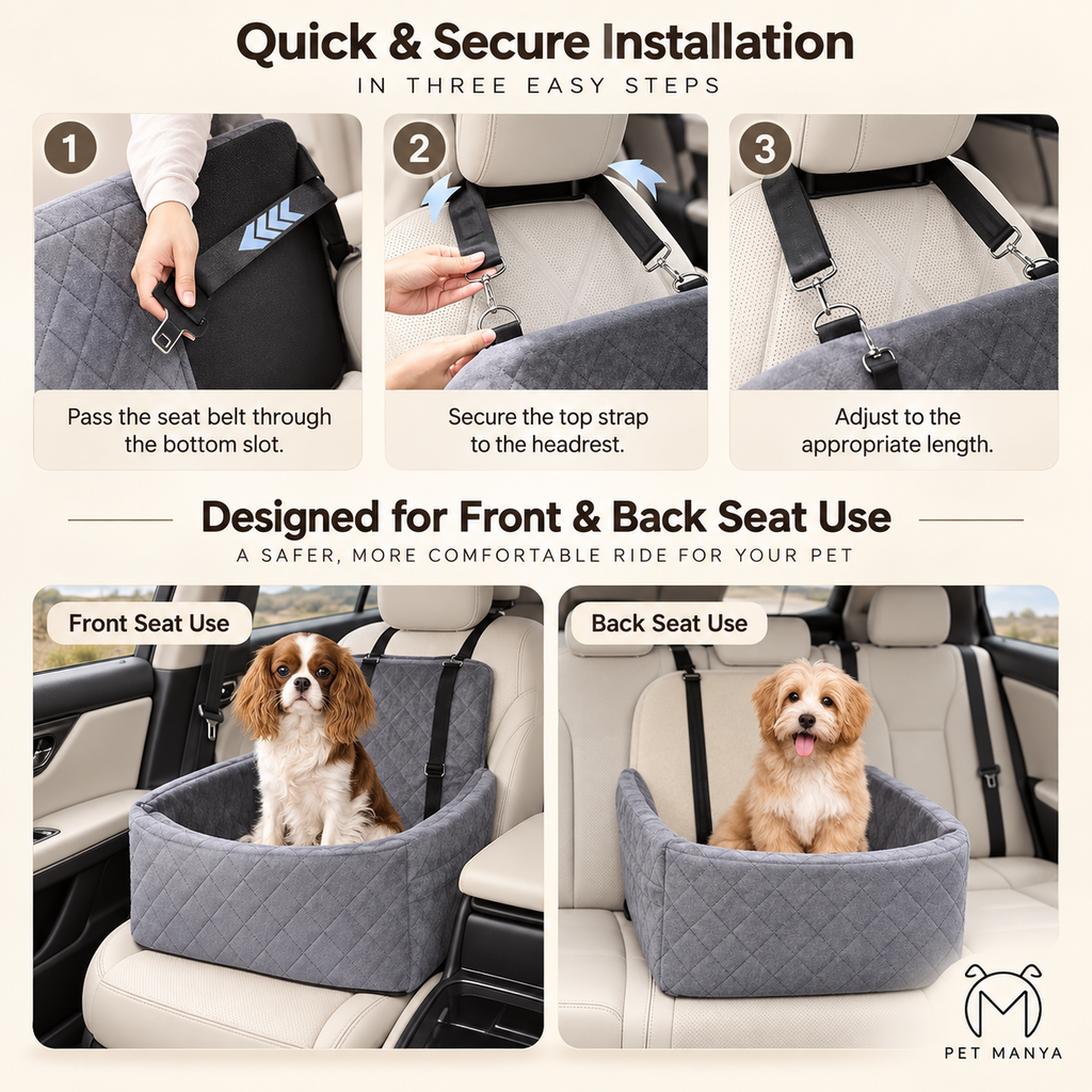 PETMANYA Portable Dog Car Seat - practical pet car travel solution
