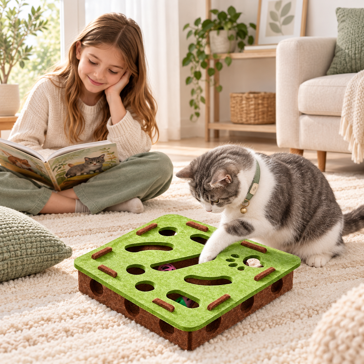 PETMANYA Puzzle Feeder Maze Box - interactive cat maze feeder for slow eating and enrichment