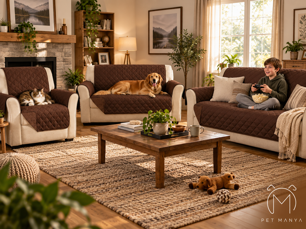 PETMANYA Quilted Pet-Friendly Sofa Protector - easy-care sofa protection
