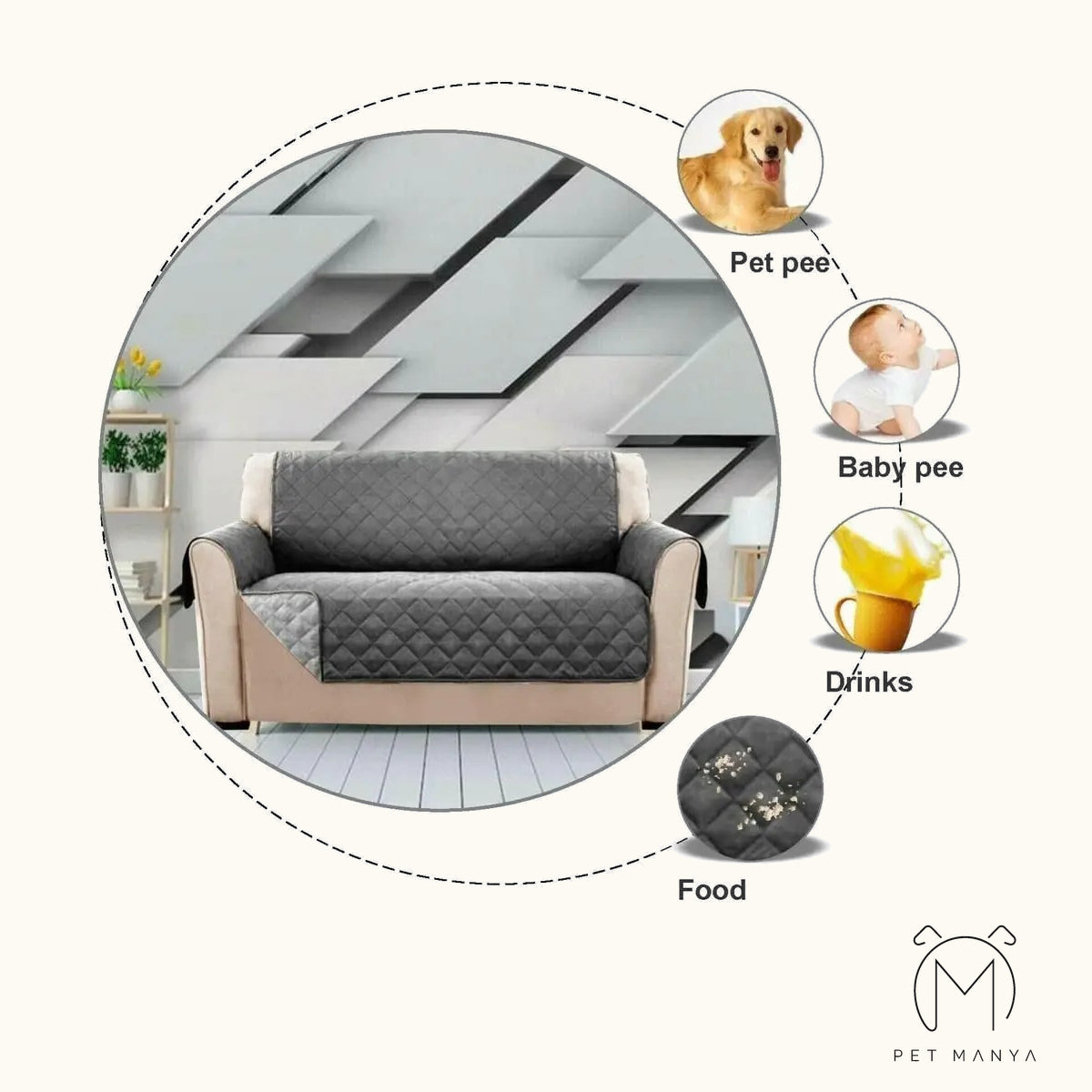 PETMANYA Quilted Pet-Friendly Sofa Protector - quilted fabric texture detail