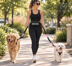 PETMANYA Reflective Hands-Free Running Double Leash in Mint - built for running and daily walking