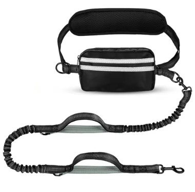 PETMANYA Reflective Hands-Free Running Single Leash in Gray - reflective leash additional view