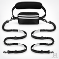 PETMANYA Reflective Hands-Free Running Double Leash in Gray - freedom of movement for pet parents