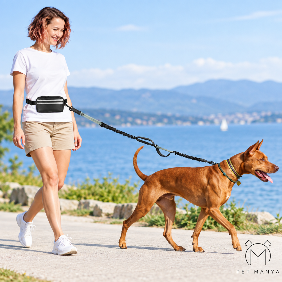 PETMANYA Reflective Hands-Free Running Leash - keeps hands free during outdoor adventures