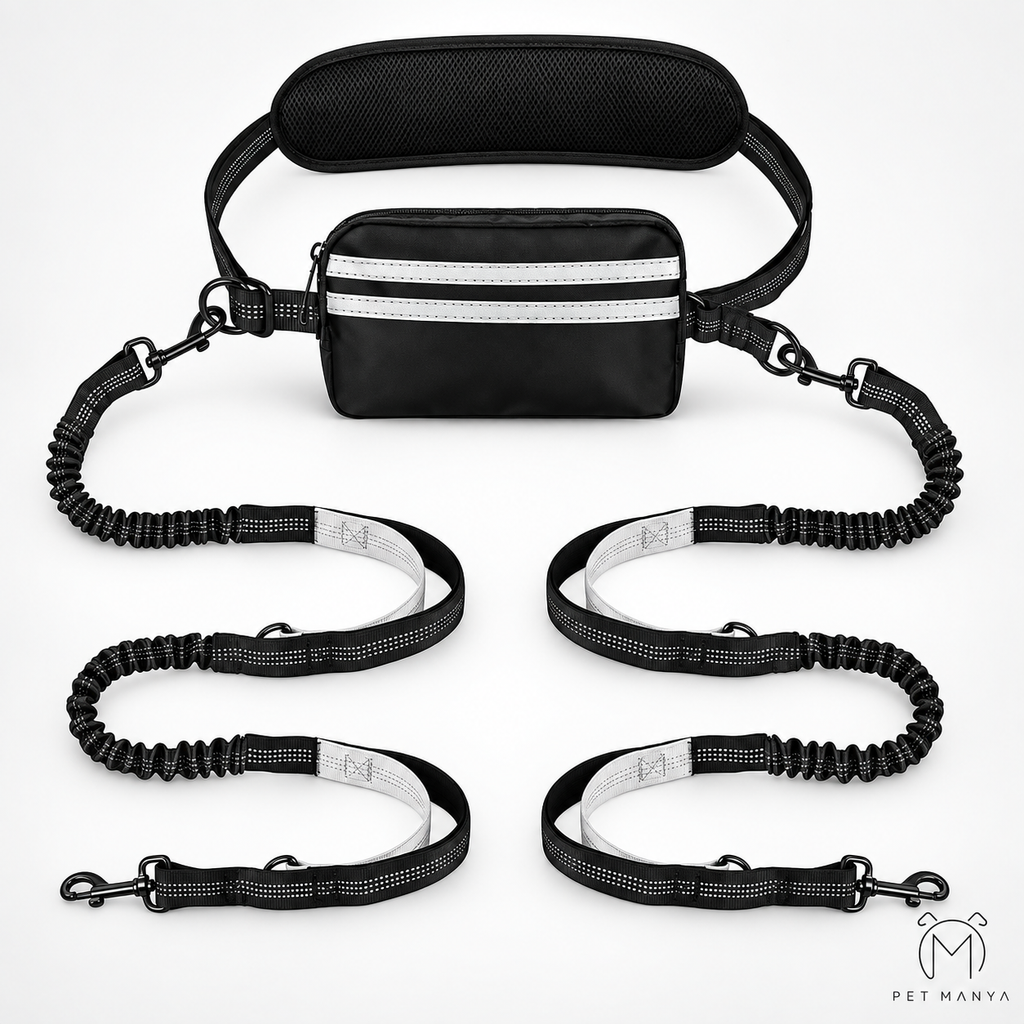 PETMANYA Reflective Hands-Free Running Leash - outdoor ready dog walking leash