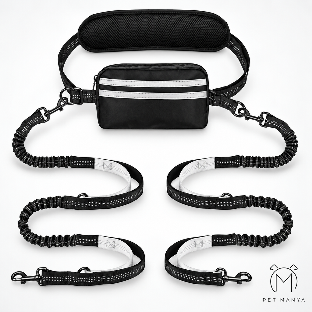 PETMANYA Reflective Hands-Free Running Leash - waist-worn dog leash for running and walking