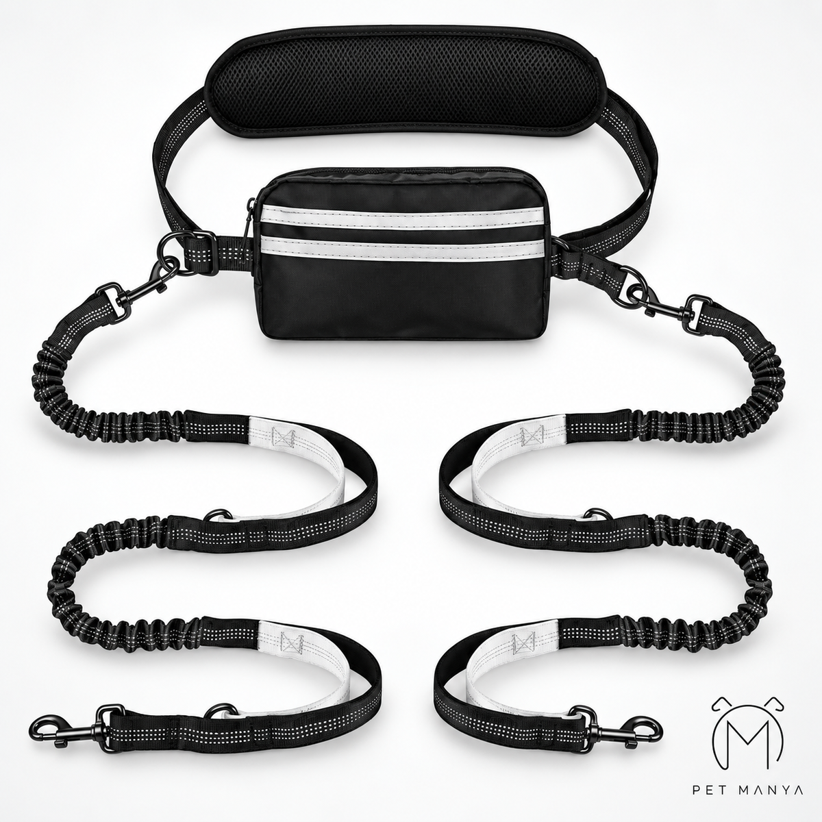 PETMANYA Reflective Hands-Free Running Leash - waist-worn dog leash for running and walking