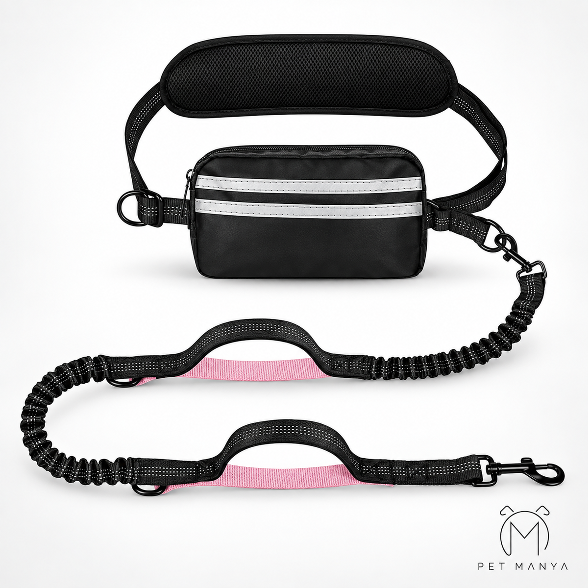 PETMANYA Reflective Hands-Free Running Leash - hands-free waist design for active walks