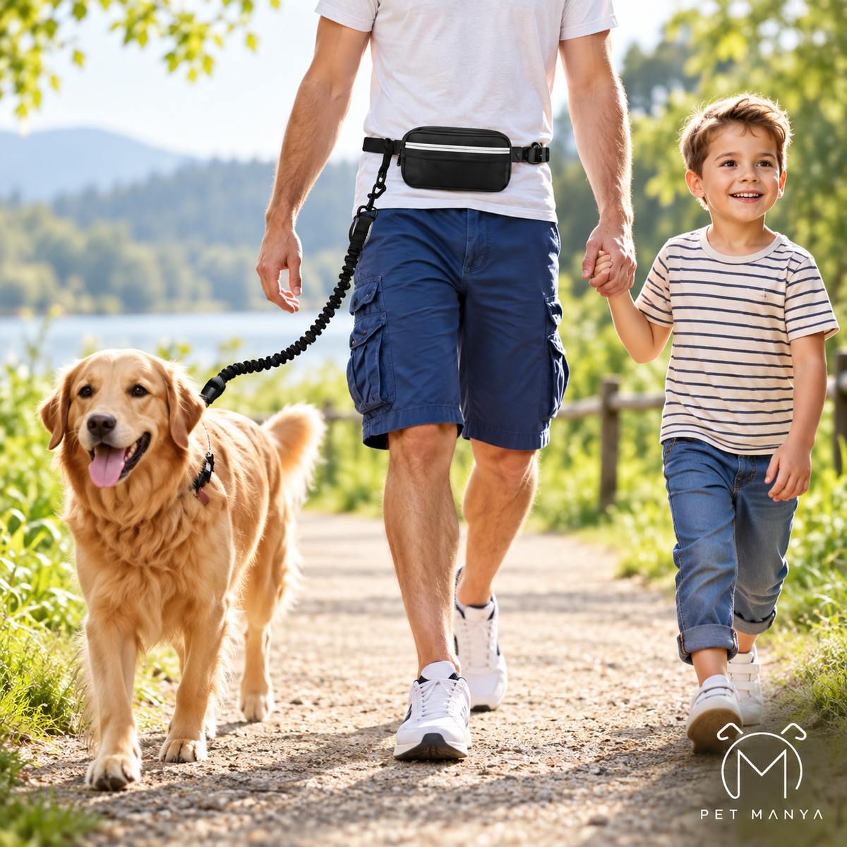PETMANYA Reflective Hands-Free Running Leash - reflective waist leash detail