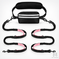 PETMANYA Reflective Hands-Free Running Double Leash in Pink - practical hands-free walking solution