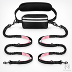 PETMANYA Reflective Hands-Free Running Double Leash in Pink - practical hands-free walking solution