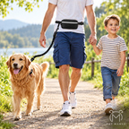 PETMANYA Reflective Hands-Free Running Single Leash in Gray - reflective waist leash detail