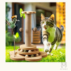 PETMANYA Solid Wood Cat Scratching Activity Center - enrichment and play for cats at home