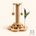 PETMANYA Solid Wood Cat Scratching Activity Center - wooden cat scratching and play center