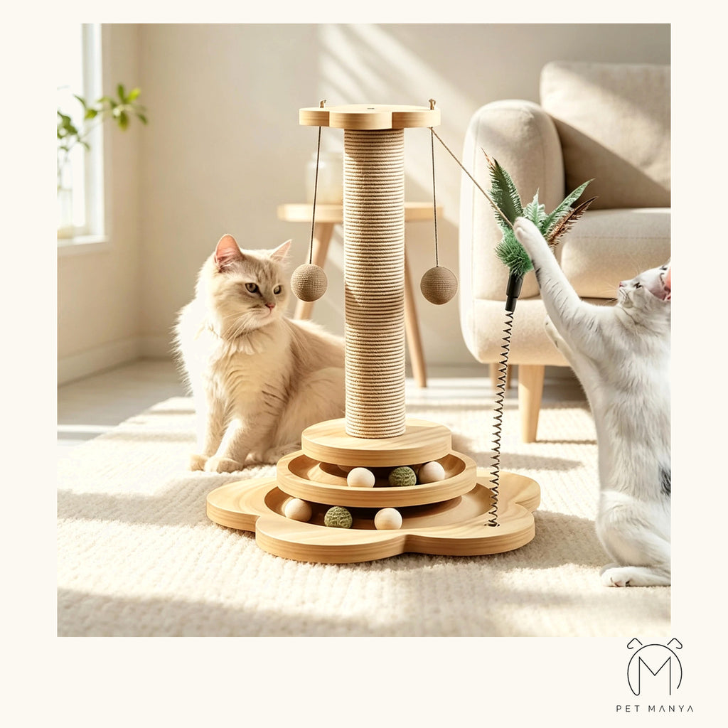 PETMANYA Solid Wood Cat Scratching Activity Center - sisal scratching surface detail