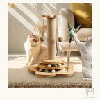 PETMANYA Solid Wood Cat Scratching Activity Center - size and fit reference