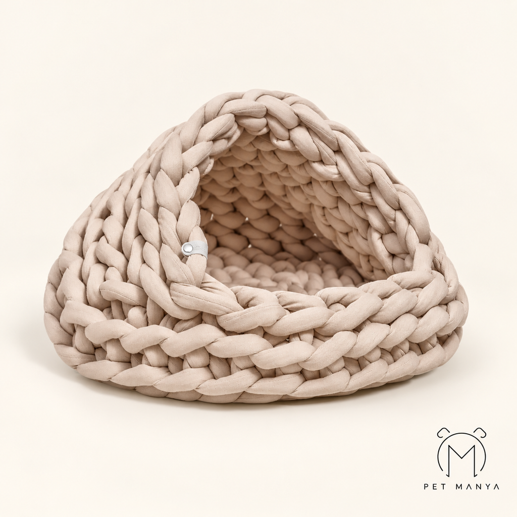 PETMANYA Super-Soft Woven Winter Pet Nest - warm woven bed for indoor cats