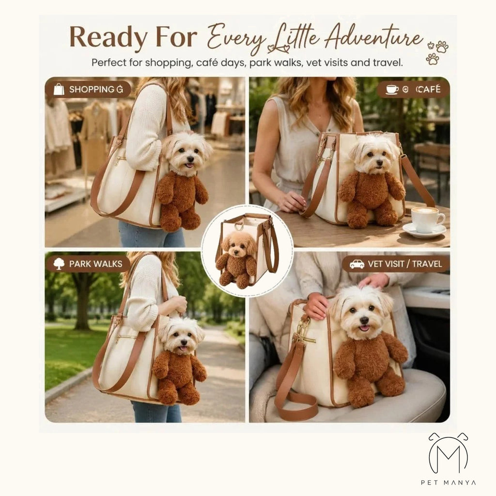 PETMANYA Teddy Bear Multi-Way Pet Carrier - strap and handle detail