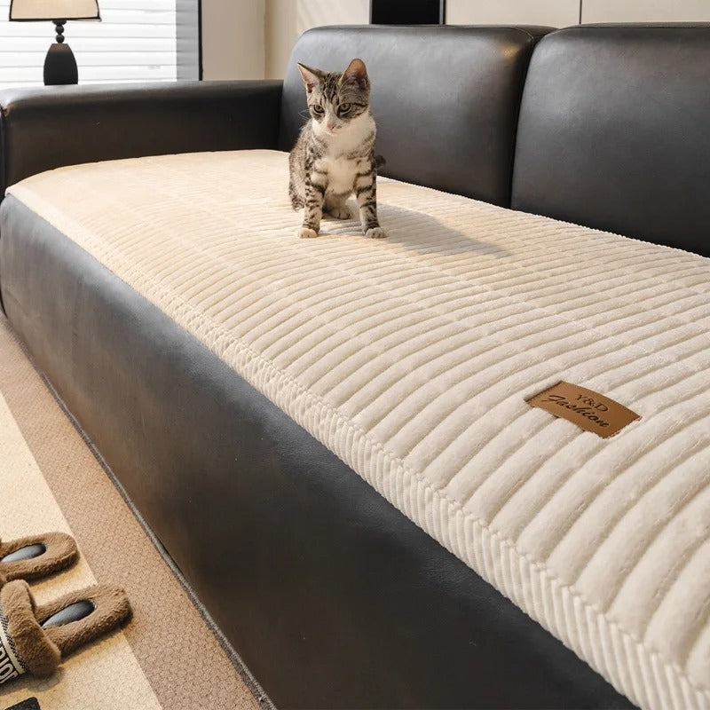 PETMANYA Thick Flannel Non-Slip Sofa Cover - fabric edge detail
